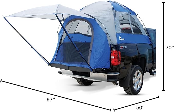 Napier Sportz Truck Tent | Pickup Truck Bed Camping Tent | Full Rainfly for Water Protection | Sturdy and Spacious 2-Person Truck Tent | Easy 15-Minute Setup | Blue/Gray