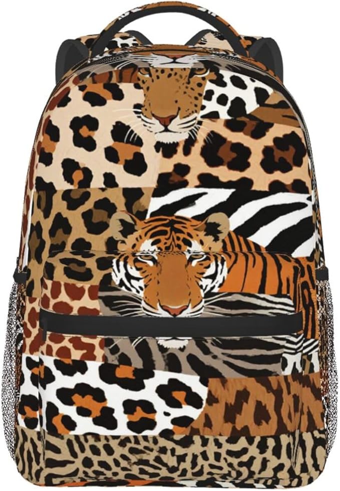 Adults Lightweight Leopard Print Animal Skin Patterns Shoulder Book Bags Big Capacity Shoulder Bag With Adjustable Shoulder Straps for Trekking Work Walking Cycling