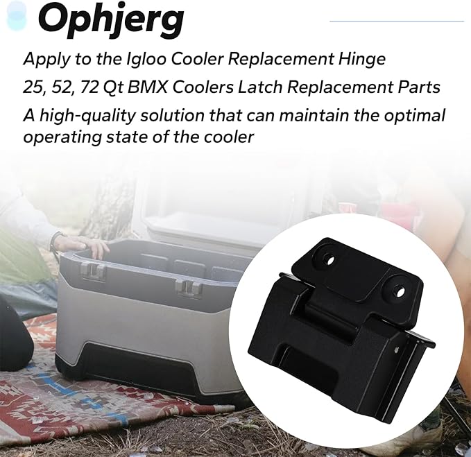 Cooler Hinges for Igloo 25, 52, 72 Qt BMX Coolers - Plastic Hinges Compatible with Igloo Style Ice Chests,Flexible Igloo Camping Cooler Accessories (Set of 2)