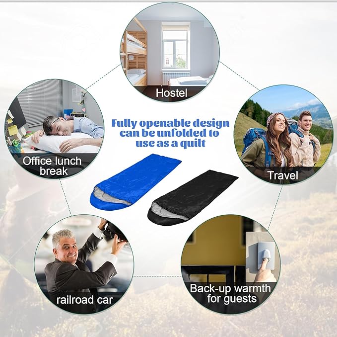 Macarrie 10 Pcs 0 Degree Camping Sleeping Bags Bulk for Adults Cold Weather 4 Season Warm Sleeping Bag with Compression Sack for Homeless Donation Shelter Emergency Hiking