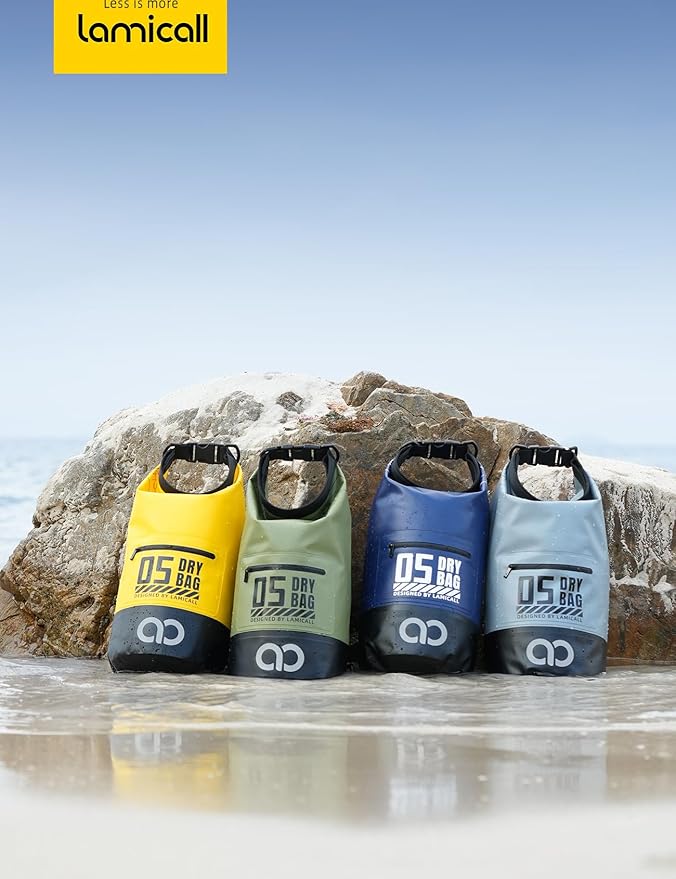 Lamicall Waterproof Dry Bag with Phone Pouch, Floating Roll Top Backpack, 10L, Green