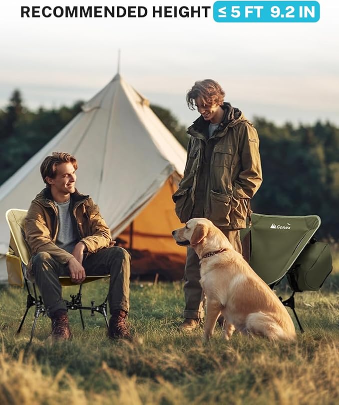 Gonex Portable Camping Chair, The 5th Gen Ultralight Compact Backpacking Foldable Lightweight Folding Chair for Outdoor Camp Hiking Beach Picnic Concert, Supports 330lbs (Army Green)