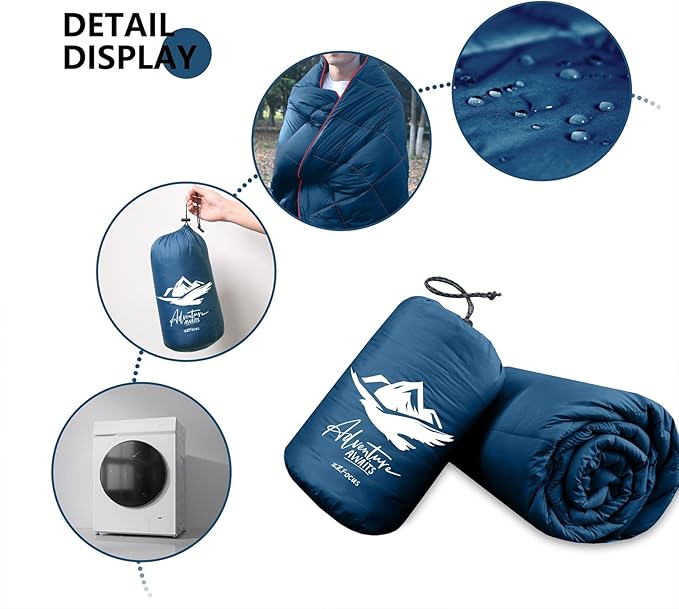 Camping Blanket,Lightweight Puffy Blanket Packable Down Alternative Throw Blanket Waterproof Windproof for Outdoors, Travel, Beach, Airplane, Hiking