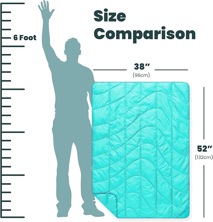 Rumpl Travel Puffy Blanket, Ultra-Packable Travel-Size Warmth and Comfort, Seafoam