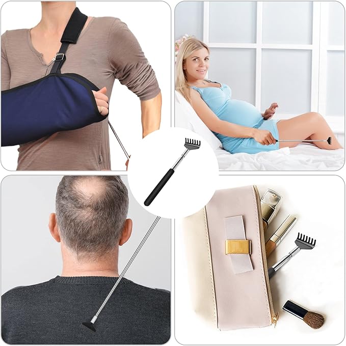 Back Scratcher with Gift Bag - Portable Metal Stainless Steel Telescoping Massage Tool - Gift/Stocking Stuffers for Men Women