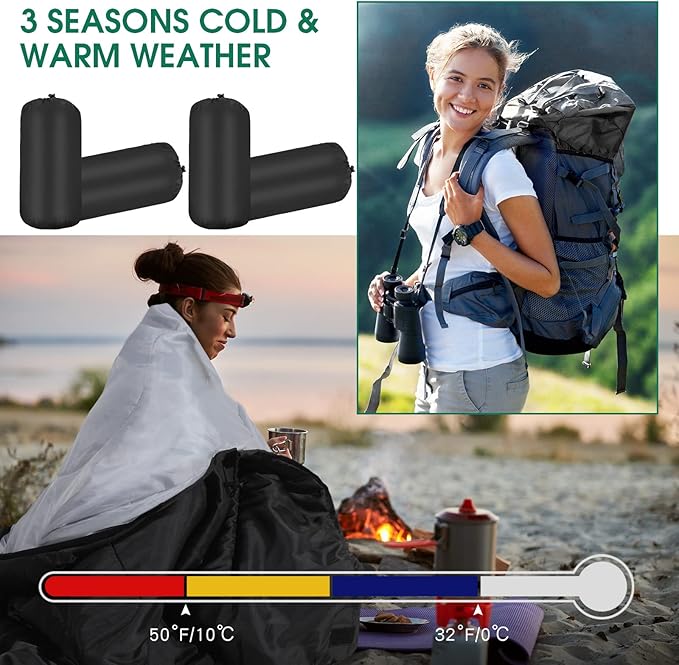 Tudomro 16 Pack Winter Camping Sleeping Bags Bulk Adults 4 Season Warm Cold Weather Lightweight Waterproof Compact Backpacking Sleeping Bag for Travel Hiking