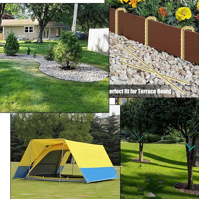 Landscape Stakes 9 Pack, 10 Inch Garden Landscape Anchoring Stakes for Terrace Board, Landscape Edging Coil, Grass Barrier, Bender Board, Weed Barrier Landscape Garden Inflatable Decor Fixing