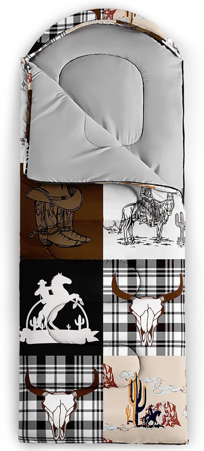 Sleeping Bags for Adults and Kids,3D Printing Camping Sleeping Bag for Girls Boys Lightweight Waterproof Cold/Warm 3-Season,Outdoor Travel with Compression Bags