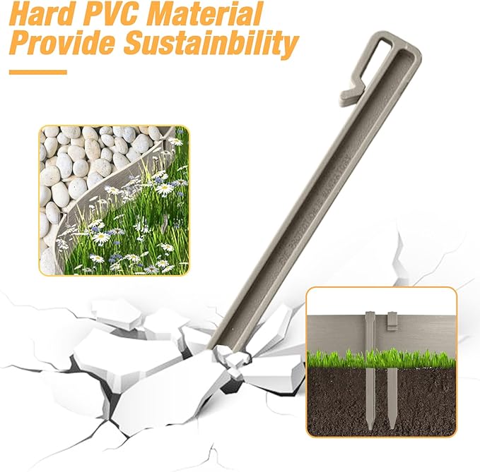 20-Pack 10 Inch Plastic Edging Nails Gray,Side-Insert Nylon Landscape Anchoring Spikes,Landscape Stake for Paver Edging, Weed Barrier& More