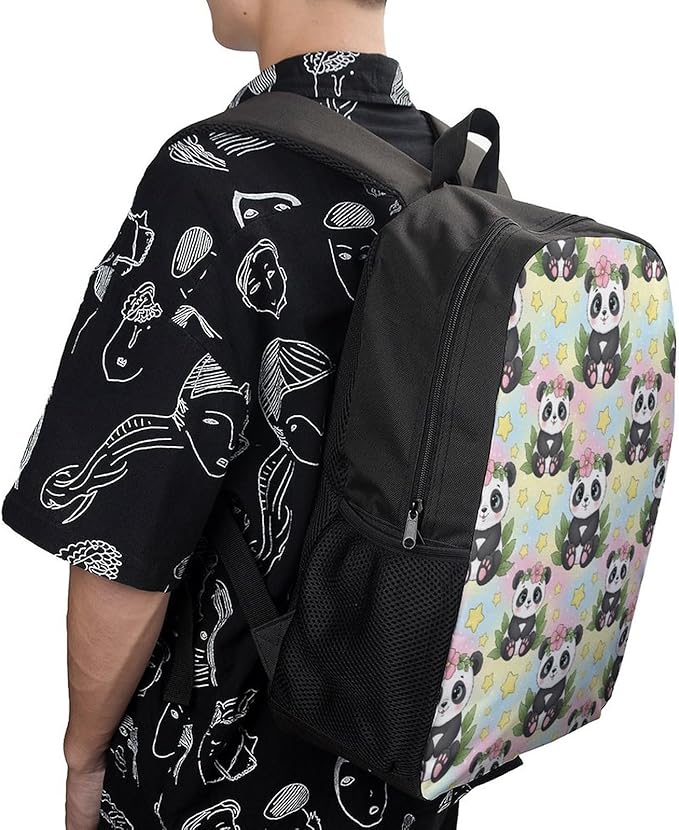 Outdoor Backpack Gym Bag Cute Rainbow Panda Outdoor Activities with Big Capacity Daypack, College Bookbag