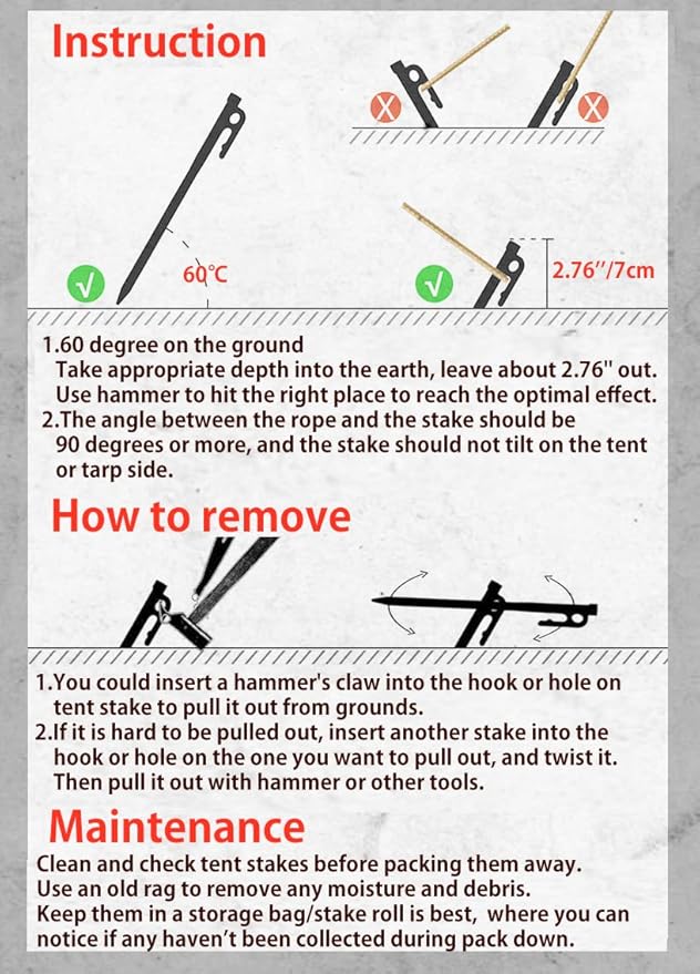 CAMPINGMOON 15.7-inch 6pcs Martensitic Stainless Steel 420J2 Hardened Forged Tent Stake Power Peg Ideal for Hard Ground R-40-6P