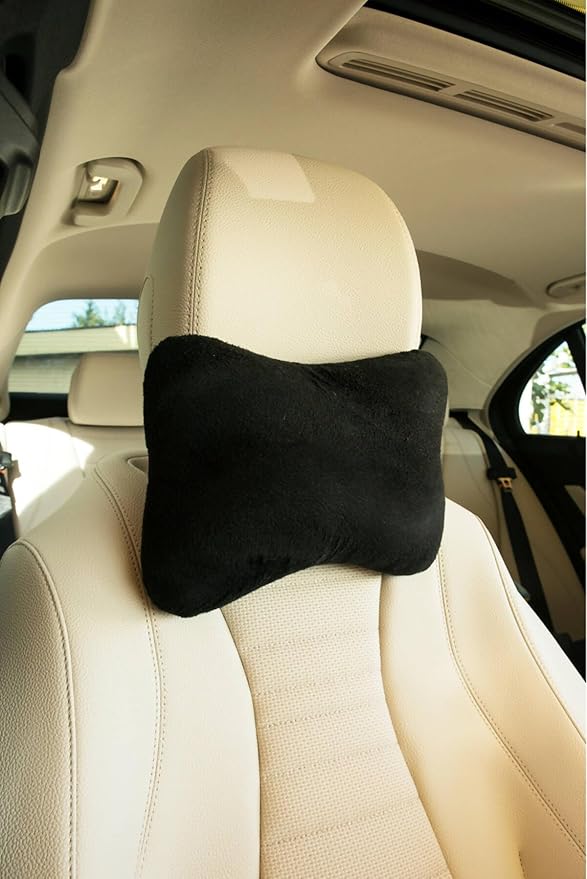 Wear Sierra Car Neck Pillow for Driving Comfort - Soft Microfiber Headrest Cushion with Elastic Strap for Pain Relief and Neck Support - Universal Travel Pillow for Car Seat or SUV