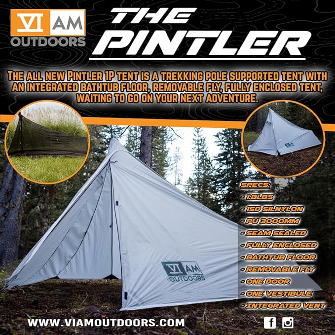 VIAM Outdoors | Floorless Shelters with Stove Jack | Lightweight Ultralight Backpacking Hiking Camping Hunting Fishing Shelter | with Guy Lines & Stakes