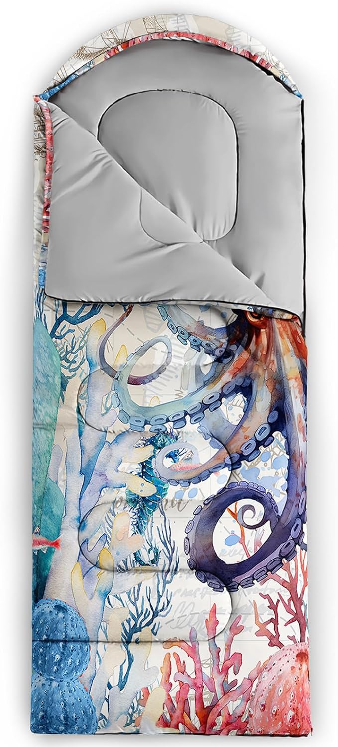 AILONEN Girls Pink Camping Sleeping Bags,Lightweight & Waterproof,3 Season Warm & Cool Weather,Cute Bow Duck Print Sleeping Bags for Kids,Girls,Adults Travelling,Outdoors