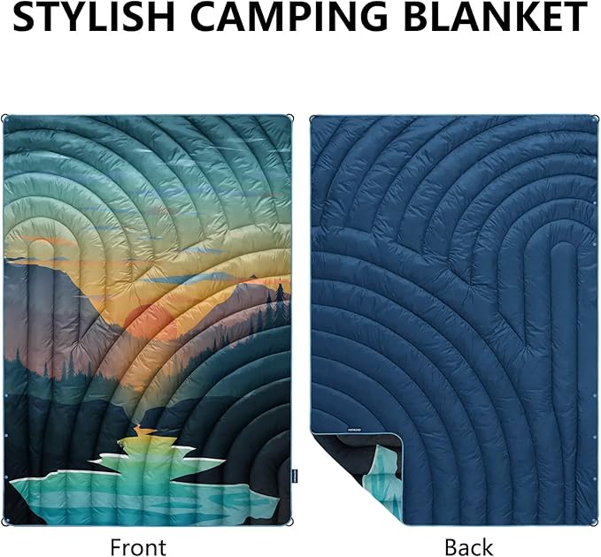Camping Blanket,Lightweight Puffy Printed Camping Blanket Packable Outdoor Blanket for Camping,Traveling, Stadium, Hiking, Picnics