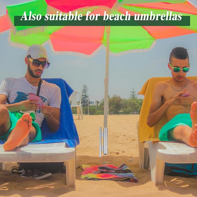 fallingstar 4 Pcs 23 Inch Flag Spike Heavy Duty Heavy Duty Ground Spike Flag Pole Ground Stake for Swooper Metal Flag Pole Stakes for Feather Flutter Banner Pole (Silver)