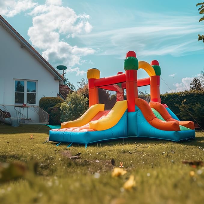 Phopich Ground Anchor Screw in, 4 Pack Spiral Trampoline Anchors with Nut and Tool Swing Set Anchors Tent Stakes High Wind Heavy Duty for Sheds, Carports, Mobile Home Orange