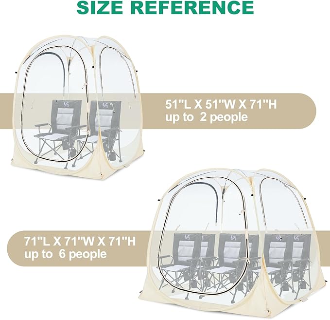 LILYPELLE All Weather Sports Shelter, Instant Pop-Up Tent, Provides Rain Protection for Watching Sports, Camping, Fishing, Cheering