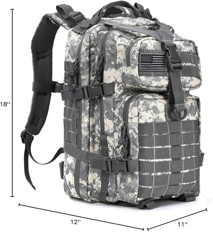 REEBOW GEAR Military Tactical Backpack for Men Large 34L Army 3 Day Assault Pack Molle Bag Backpacks (34L, ACU Camouflage)