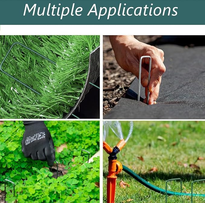 6 inches 50 Packs Galvanized Landscape Staples Garden Stakes,Toylin U-Shaped Tent Stakes, Landscape Staples Ground Stakes for Landscaping Securing Weed Barrier Fabric, Holding Fence