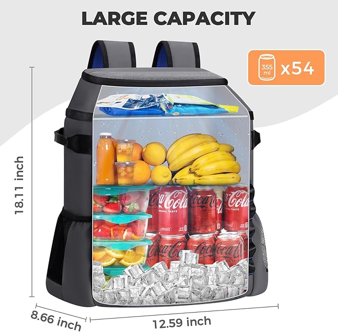 Heytrip Backpack Cooler 36/54 Cans, Insulated Portable Large Leakproof Waterproof Cooler Bag, 20 Hours Cold Retention for Lunch Camping Travel Beach Picnic