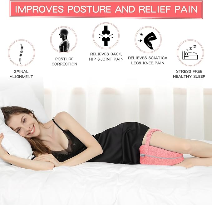 BEAUTRIP Leg Pillow | Ergonomic Side Sleeping Pillows | Memory Foam Knee Pillow with Strap for Side Sleeper | Leg Support Cushion with Removable and Washable Cover