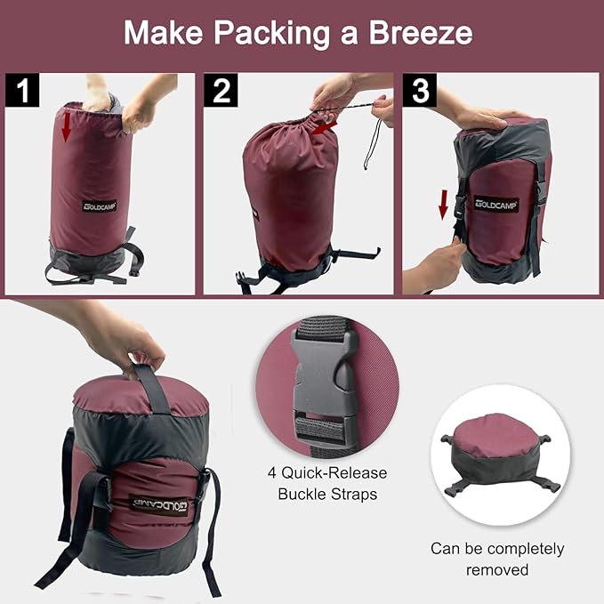 Outdoor Storage Stuff Sacks, Camping Gear Organizer (Red, XXL)