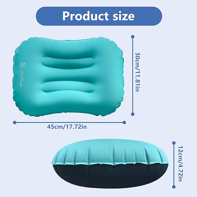 Ultralight Inflatable Camping Pillow – Compact & Ergonomic Travel Pillow for Neck and Lumbar Support – Waterproof, Portable for Hiking, Backpacking, Airplane & Outdoor Adventures