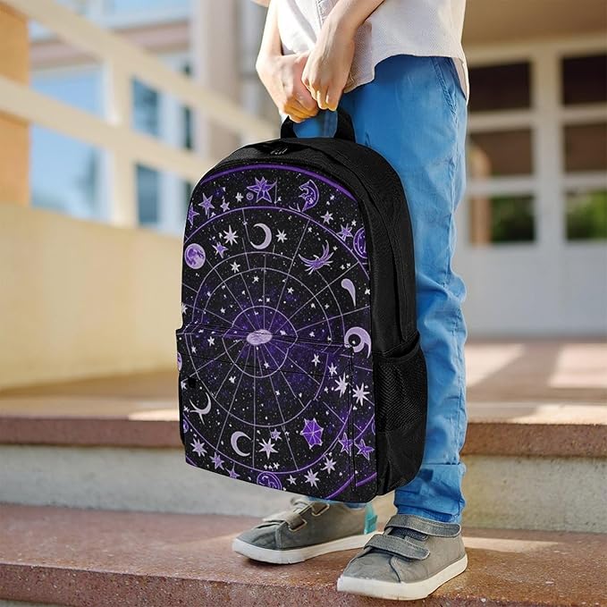 Supdreamc Polyester Daypack Backpack for Sports Travel Running, Big Capacity Anti-Theft Multipurpose Carry On Bag, Zodiac Colorful Constellation Galaxy Art Laptop Book Bag Rucksack