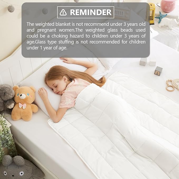 L'AGRATY Weighted Blanket - 40"x60" 7lbs Cooling Breathable Heavy Blankets Microfiber Material with Glass Beads for Adult All-Season Summer Fall Winter Soft Thick Comfort
