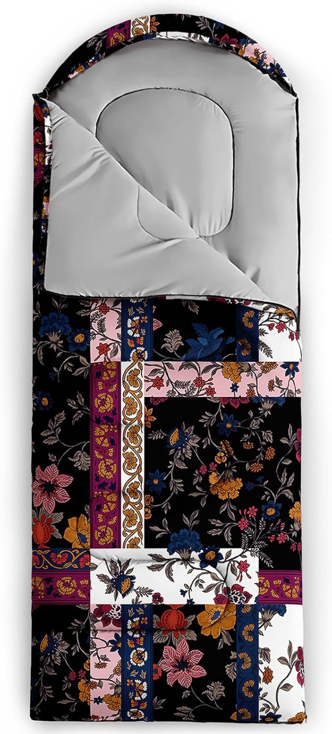 Sleeping Bags for Adults and Kids,3D Printing Camping Sleeping Bag for Girls Boys Lightweight Waterproof Cold/Warm 3-Season,Outdoor Travel with Compression Bags