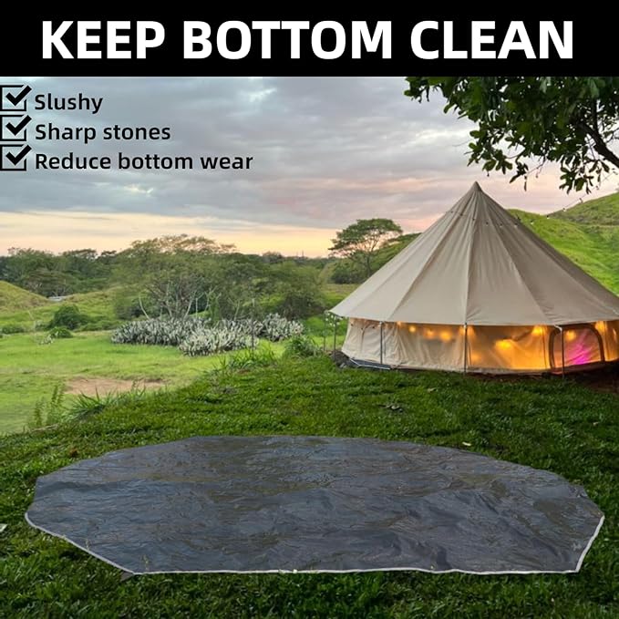 DANCHEL OUTDOOR 4 Season Canvas Bell Tent with Rain Fly Stove Jack, Footprint for 6 Person Family Camping Yurts Glamping, 5m/16.4ft