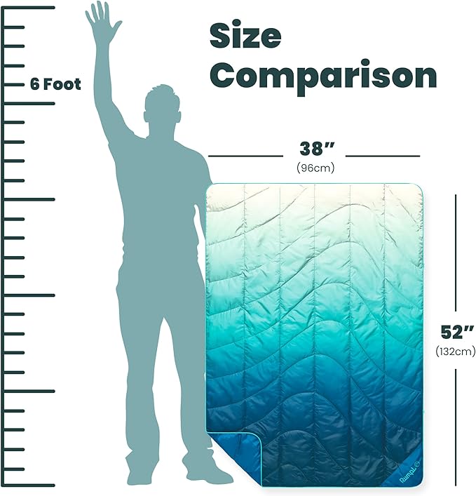 Rumpl Travel Puffy Blanket, Ultra-Packable Travel-Size Warmth and Comfort, Deepfoam Fade