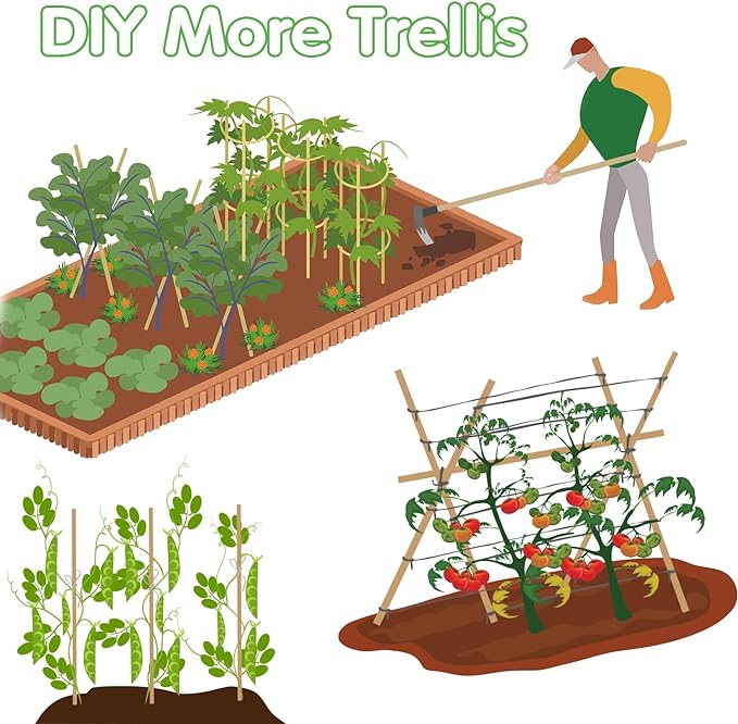 Bamboo Stakes,4.8FT Natural Bamboo Garden Stakes,BOVITRO 20Pcs Plant Stakes,Bamboo Sticks for Tomato,Beans,Vegetable and Climbing Plants