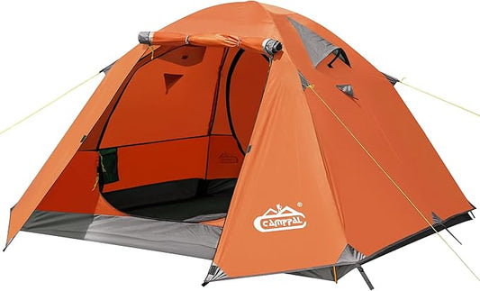 2-3 Person Backpacking Tent with Double Door 2 Vestibule, Waterproof Windproof Lightweight Easy Set Up 3 Season 2 Man Two Person Tent for Camping, Hiking, Motorcycle, Mountaineering with UPF 50+