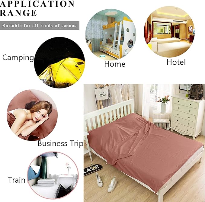 Sleeping Bag Liner, Lightweight Portable, Soft Travel and Camping Sheet, with Compact and Carry Bag, for Travel, Hotel