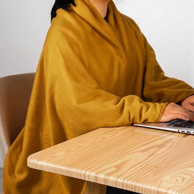 CAI TENG Fleece Throw Blanket Bulk 6 Pack Kid Blankets Soft Lightweight Cozy Polar Fleece 50 x 60 Throws Solid Pet-Friendly Bed Sofa Couch Fleece Fabric Travel Wedding Outdoor Mustard Yellow