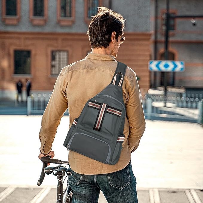Crossbody Lunch Backpack, Double Deck Insulated Lunch Box for Men Women Adult, Leakproof Lunchbox with Side Pokets for iPad, Large Cooler Bag for Work Office Hiking Beach Picnic, Grey-Pro