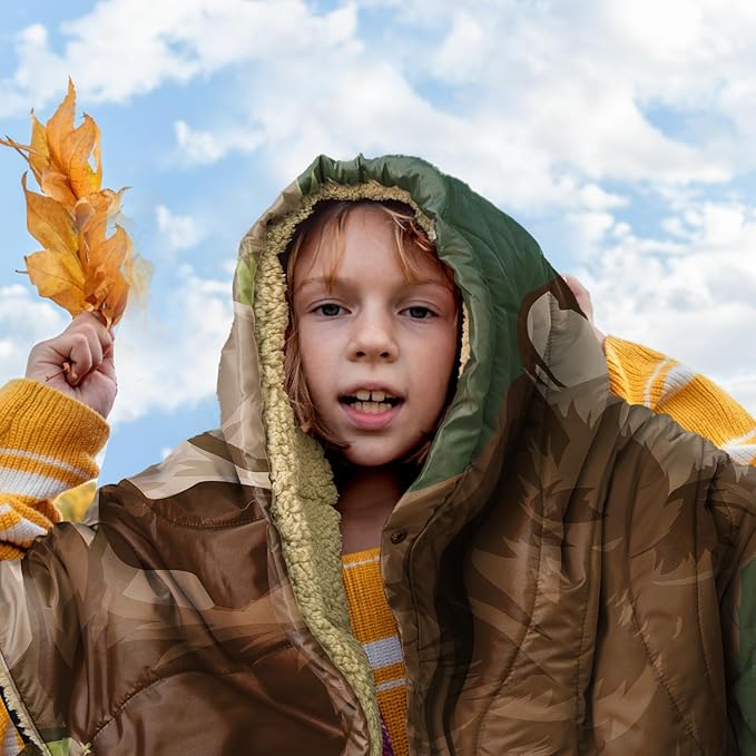 Outdoor Camping Blanket with Sherpa Lining, Extra Warm Thick Camp Blankets and Puffy Ultralight Soft Poncho DWR Camping Quilt for Cold Weather, Adventure, Sleeping, Backpacking 56"x 40"