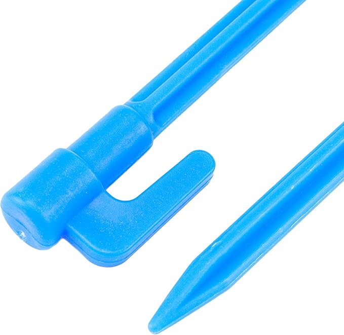 20pcs Heavy Duty Plastic Landscape Edging Stakes Plant Support Lawn Stake Durable Tent Pegs Spike Hook for Outdoor Activities Garden Camping Blue