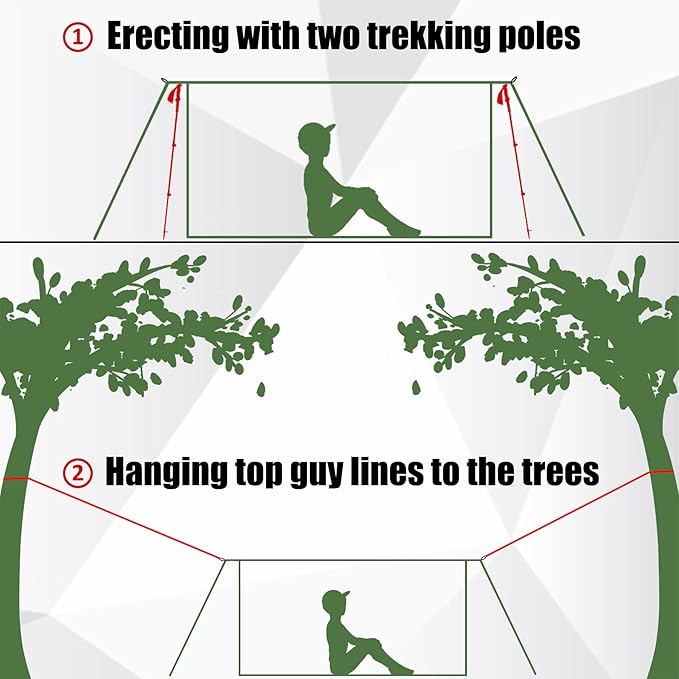 2-Person Trekking Pole Tent for Backpacking - Ultralight A-Frame Backpacking Tent, Two Person Waterproof Hiking Tent for Camping, Lightweight Camping Tent for Scouts, Trekker (No Poles)