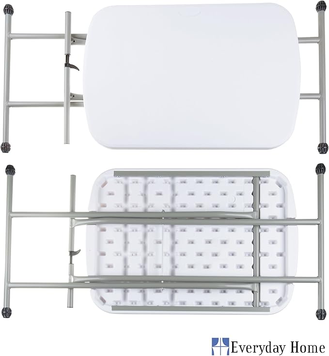 Everyday Home Folding Table - Lightweight Portable Folding Desk - Small Plastic Table for TV Tray, Playing Cards, and Craft Room (White)