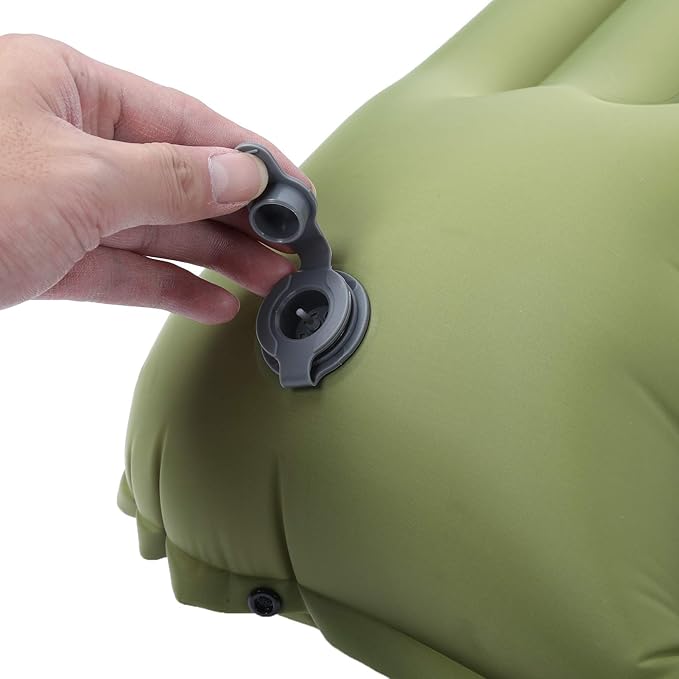 Inflatable Camping Sleeping Pad Mat, Ultra Lightweight Air Cushion Mattress for Tent Hiking Travel, 2 Way Valve Design with 40D Nylon Fabric and TPU Laminate, Compact Foldable (Green)
