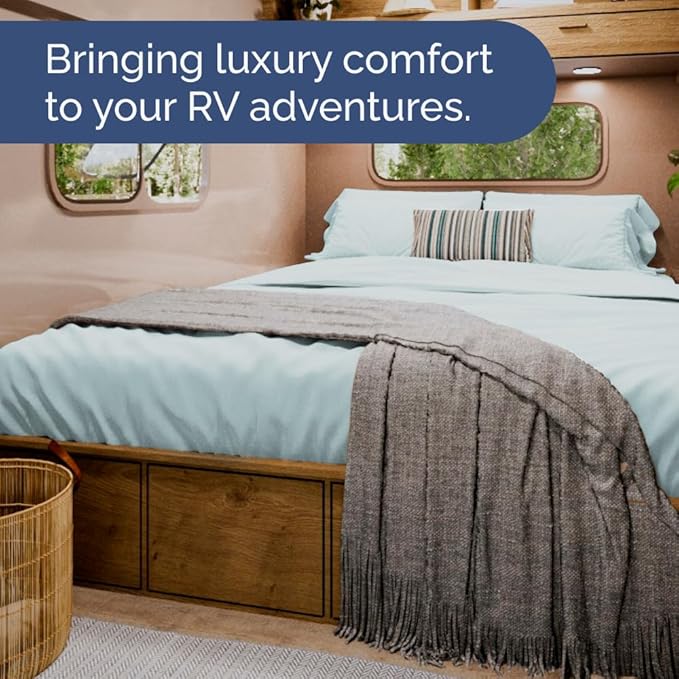 Short Queen Size 4 Piece Sheet Set - RV Short Queen, Soft, Breathable & Cooling Bed Sheets Set w/ Deep Pockets - Hotel Luxury Bedding for Women, Men, Kids, Teens, Boys & Girls - Oeko-Tex - Ice Blue