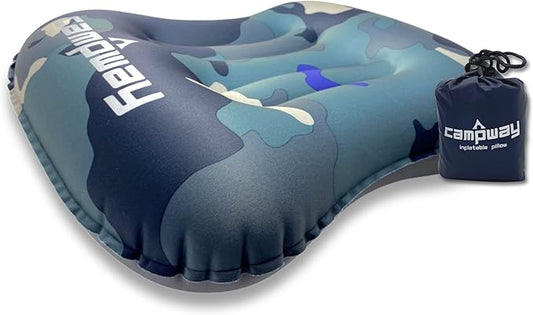 Inflatable Camping and Travel Pillows With Travel Bag, Water-resistant-Compressible Air Pillow for Neck and Back Support-Packable Pillow for Camping-Hiking and Backpacking-Pack of 1-Camouflage