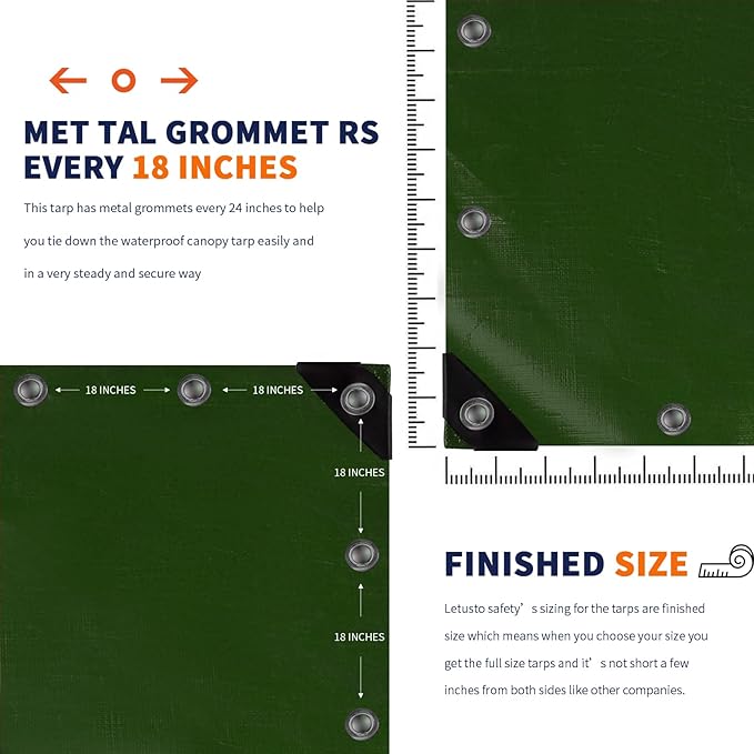 Medium Duty Waterproof 5 Mil. Reversible (Hunter Green/White) Tarp Cover, UV Resistant, Rip and Tear Proof Tarpaulin with Reinforced Edges - for Roof, Camping, Patio, Pool Cover, Boat (20'X30')