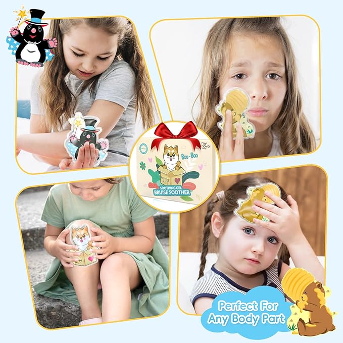 Kids Ice Packs for Boo Boos, 3 Packs Toddler Gel Ice Packs for Injuries Reusable, Hot Cold Compress for Children's Fever Pain Relief, Wisdom Teeth, First Aid, Bumps & Bruises