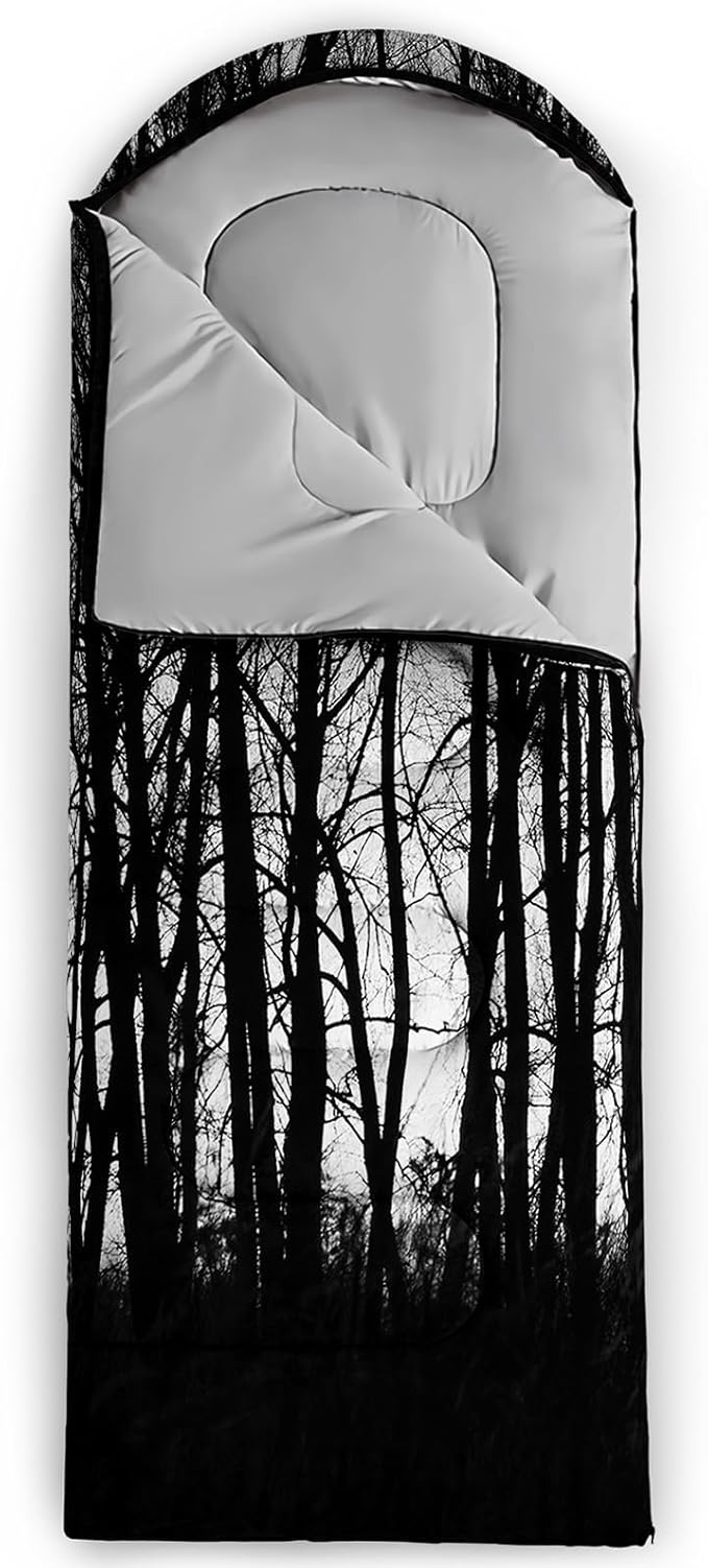 Sleeping Bags for Adults and Kids,3D Printing Camping Sleeping Bag for Girls Boys Lightweight Waterproof Cold/Warm 3-Season,Outdoor Travel with Compression Bags