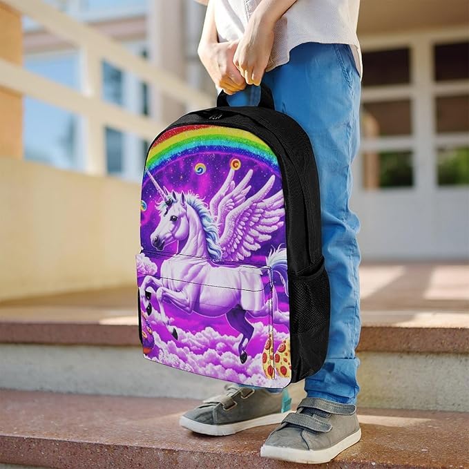 Supdreamc Daypack Bookbag Multipurpose Anti-Theft Big Capacity Carry On Bag, Rainbow Unicorn Random Space Galaxy Donuts Travel Hiking Camping Rucksack With Padded Straps