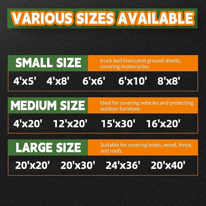RAINDEWAY 4x5 Feet Super Heavy Duty 18 Mil Brown Poly Tarp Cover, UV Resistant, Weatherproof, Multipurpose Waterproof Poly Tarp with Grommets and Reinforced Edges